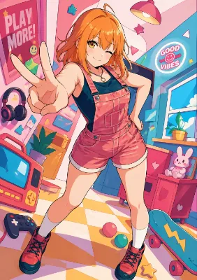 元気いっぱいピース少女