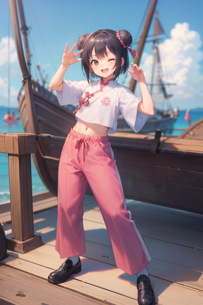 ウインクするうちの娘たち（カンフーロリ少女）