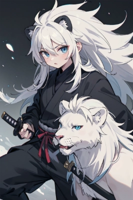 白い獅子を従えて