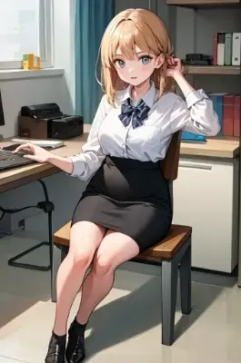 オフィスで働く女の子