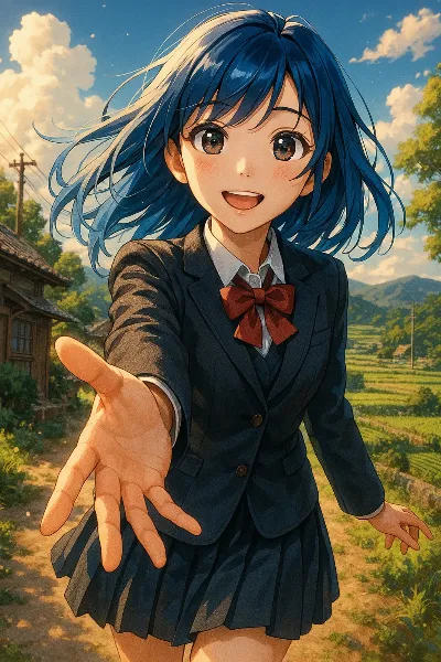 青髪少女の田舎からの誘い