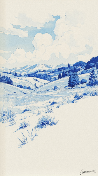 雲流れる丘の風／スマホ壁紙アーカイブ