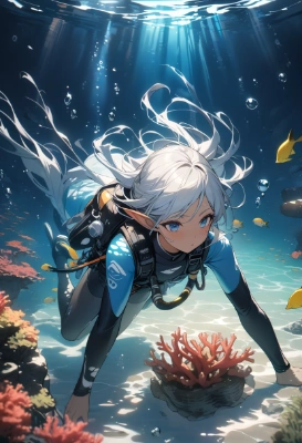 エルフさんとダイビング