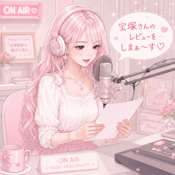 レビューをするピンクちゃん