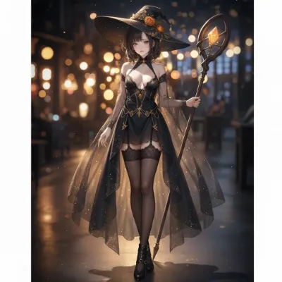 闇夜に輝く黒魔女の杖