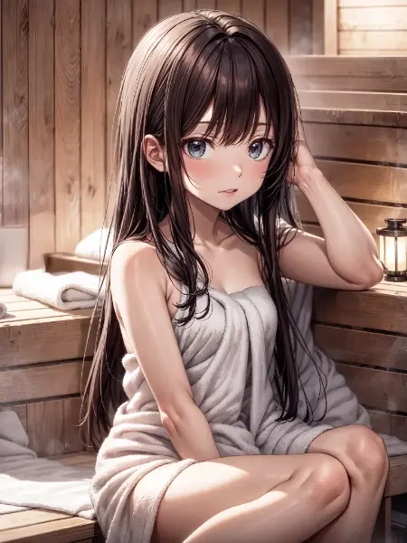 サウナと女の子