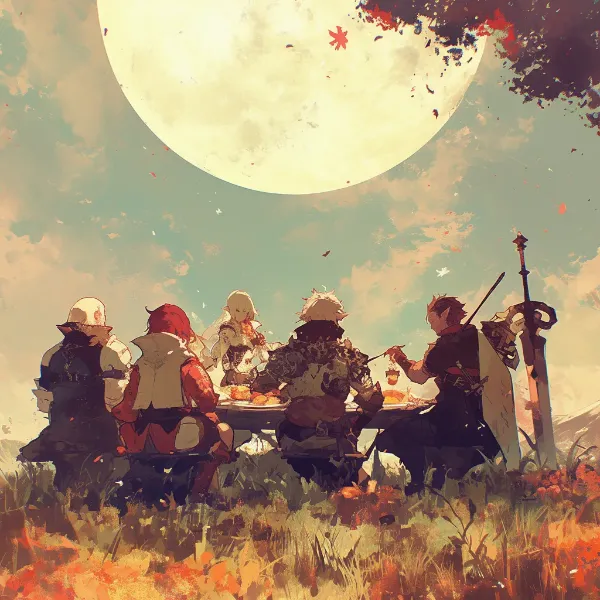 冒険者パーティのお月見パーティ