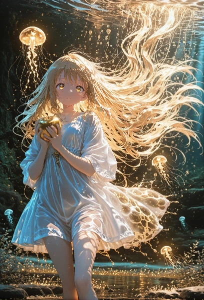 黄金の光に包まれた少女