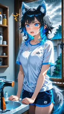 🐺 苦手な季節 〜梅雨の湿気でモフモフ大爆発！〜🌧️💙