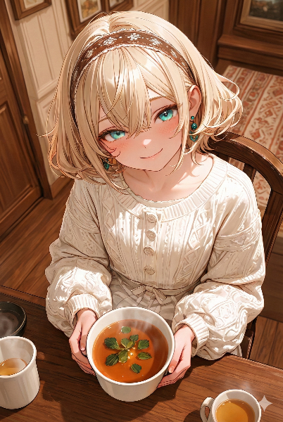 温かなスープと少女の微笑み