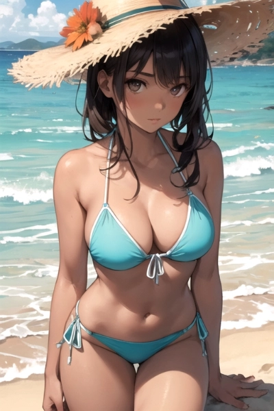 褐色水着
