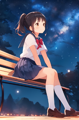 夜空を見上げる