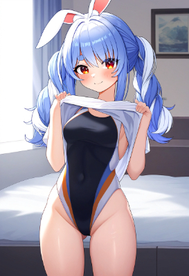 兎田ぺこら　競泳水着顔面騎乗