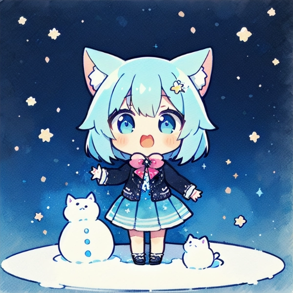 水色のケモミミ猫