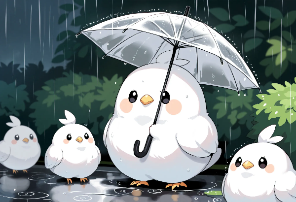 ビニール傘と白雀ちゃん