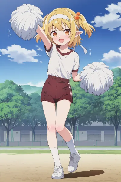 体操着でチアダンスするエルフさん
