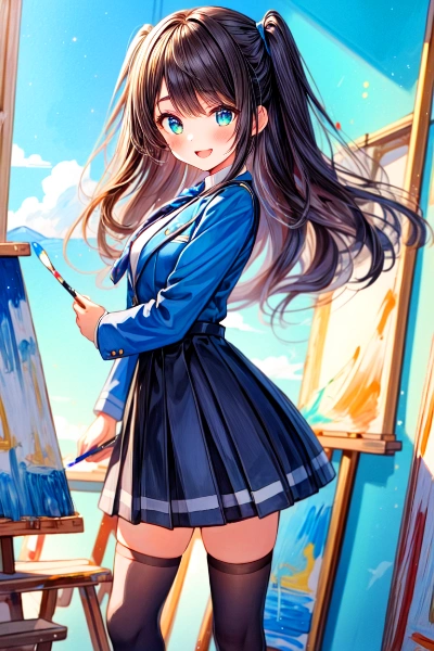 教育の一環で、絵画を描くうちの子★(3枚)