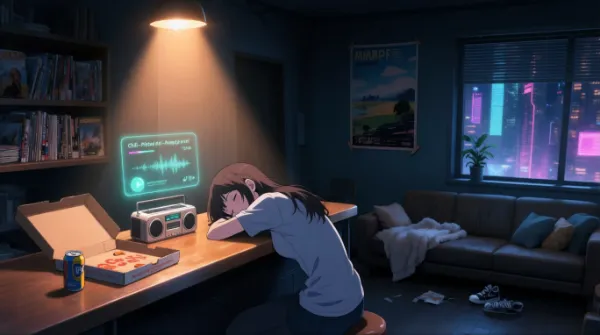 ネオン街の疲れた休息