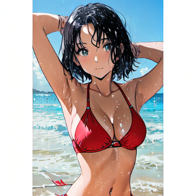 ショートカット水着の女の子