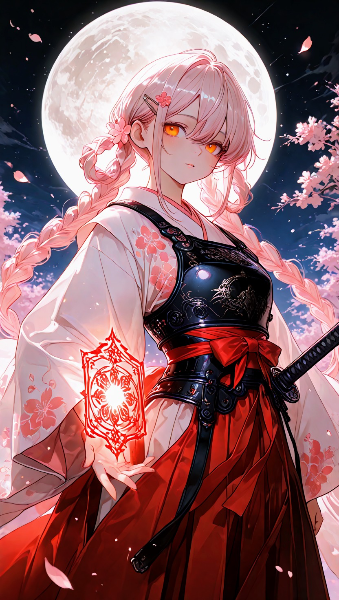 桜月下の紅蓮剣士