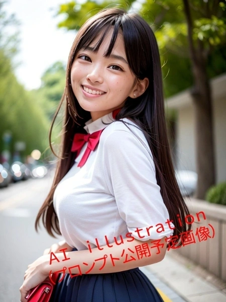 プロンプト公開➡ストレートロングの黒髪美少女