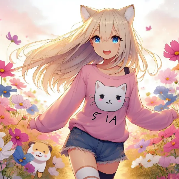 シアは、花畑を走るのが好き🎵