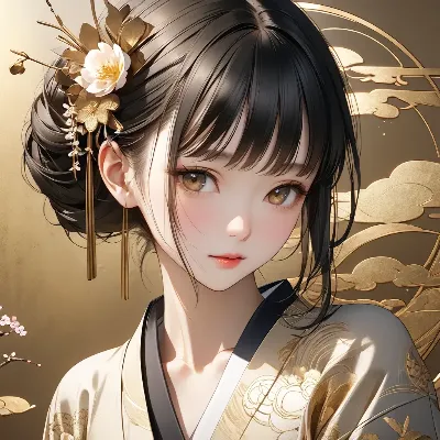 黄金の光に輝く桜の少女