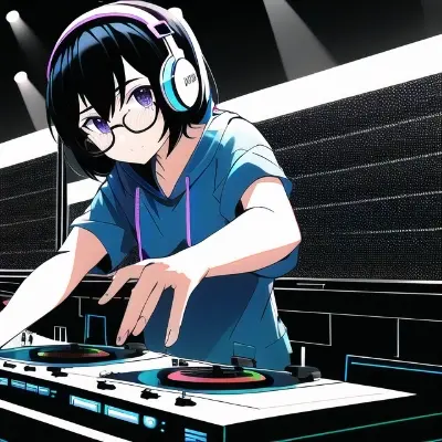 DJする女の子。