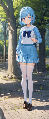 公園を散策してる青髪さん
