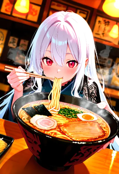 湯気のラーメン