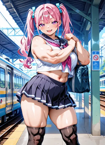 駅で輝く少女