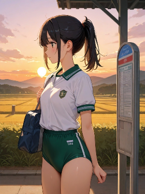 夕焼けのバス停で待つ放課後