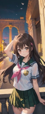 cute eye、愛華 「グリーン制服と凱旋門的な所」