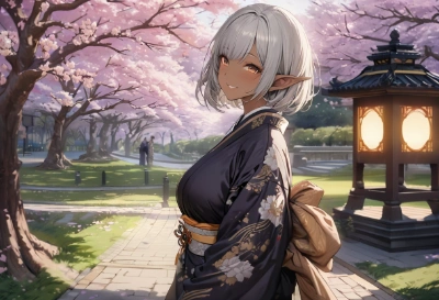 エルフさんと桜