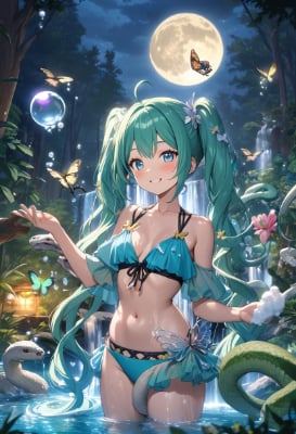 月夜の楽園　蛇と美少女