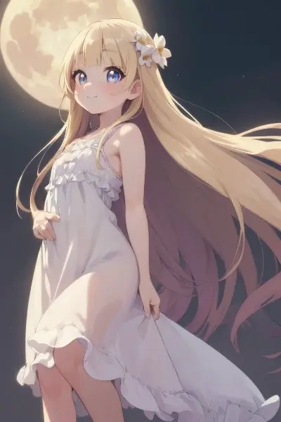 月夜に佇む金色の髪の少女