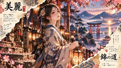 桜灯る錦の道で待つ美麗な約束