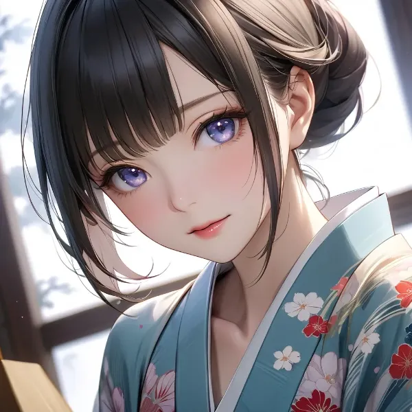 浴衣の穏やかな微笑み