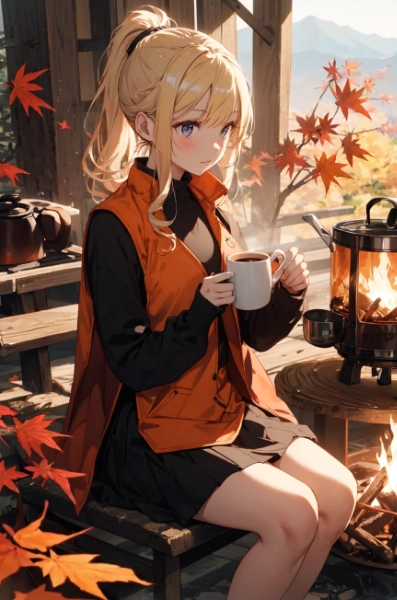 紅葉でコーヒーブレーク