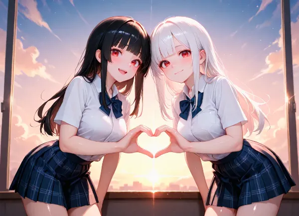 二人でハート！