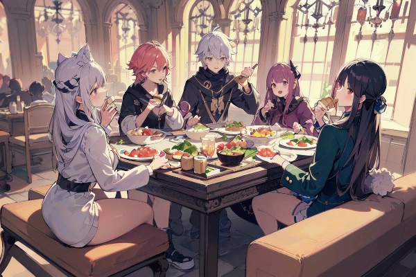 家族：豪華な料理に舌鼓