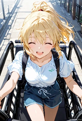 笑顔で駆け上がる朝のエスカレーター
