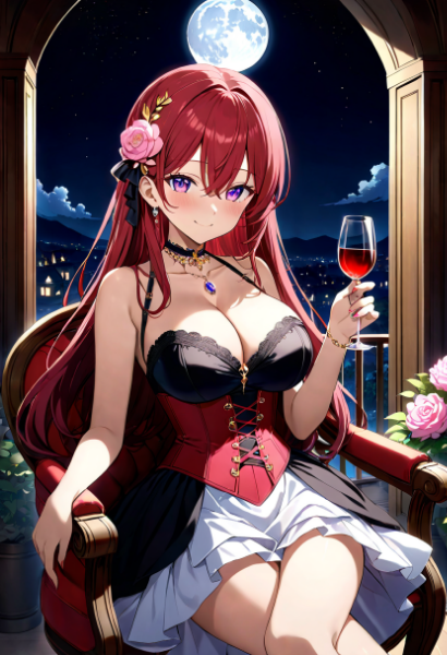 ワイン片手に月見