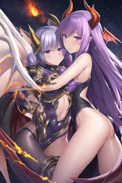 抱き合う龍人族