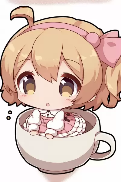 ココアのカップに入る咲良