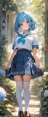路地を散策してる青髪さん