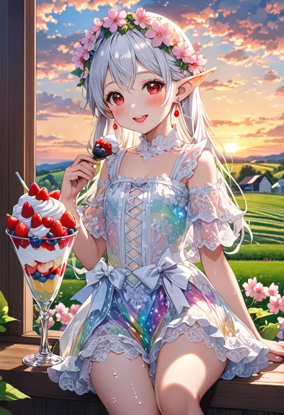 夕暮れのエルフと甘い秘密の時間