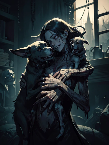 犬と戯れるアンデッド