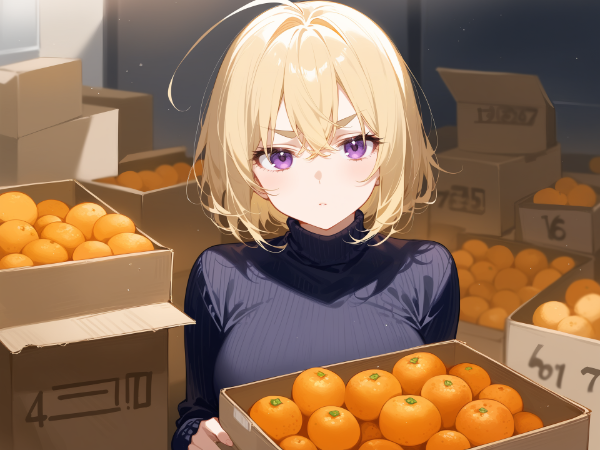 😒「…　みかん箱買いした…」