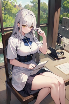 手紙を書くお姉さん